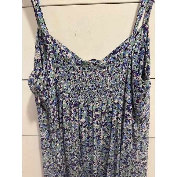 Zara Floral Print Maxi Dress Slit Smocked Back Sz XL - Picture 6 of 8